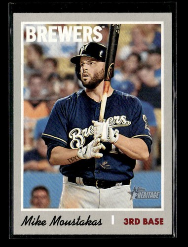 2019 Topps Heritage Mike Moustakas Milwaukee Brewers #370 4 Karten Set