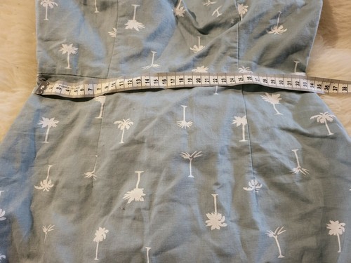Slide Show Size 8 S Linen Cotton Blue White Palm Tree Dress BNWT - Picture 10 of 11