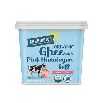 Carrington Farms Organic Grass Fed Ghee 12 Fl Oz Dairy Free Cooking Oil