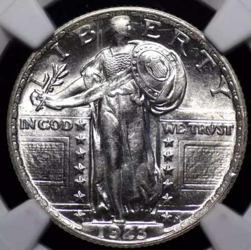 1923 STANDING LIBERTY QUARTER NGC MS 62 BLAST WHITE WITH HARD CHROMEY LUSTER