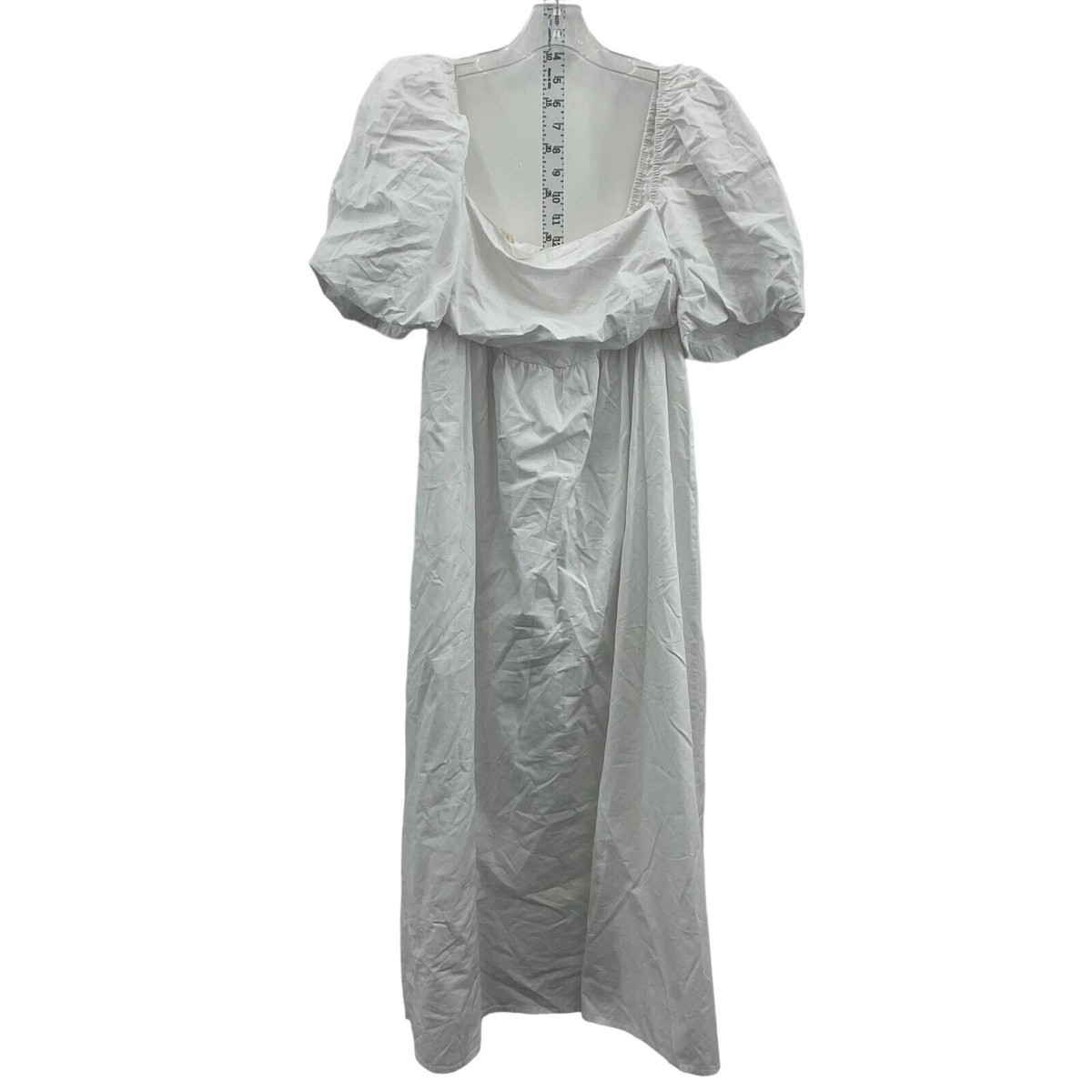 SundayUp White Blouson Women's Poofy Maxi Dress Size S