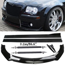 Front Bumper Lip Spoiler Side Skirts Rear Glossy Black For Chrysler 300