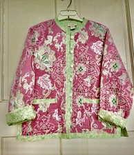 Appleseed s Reversible Cotton Quilted Jacket Pink Green Flowral Paisley Size PL