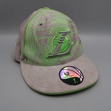 Unk NBA LA Lakers Neon Green Gray Fitted Hat Cap Sherbert size 7