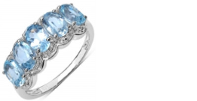 Echt 925 Silber Ring mit Blautopas oval 6x4mm
