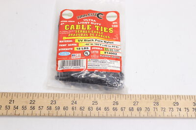 (100-Pk) Tool City Ultra Light Duty Cable Ties Pure Nylon Black 18 lbs 4'' 14002