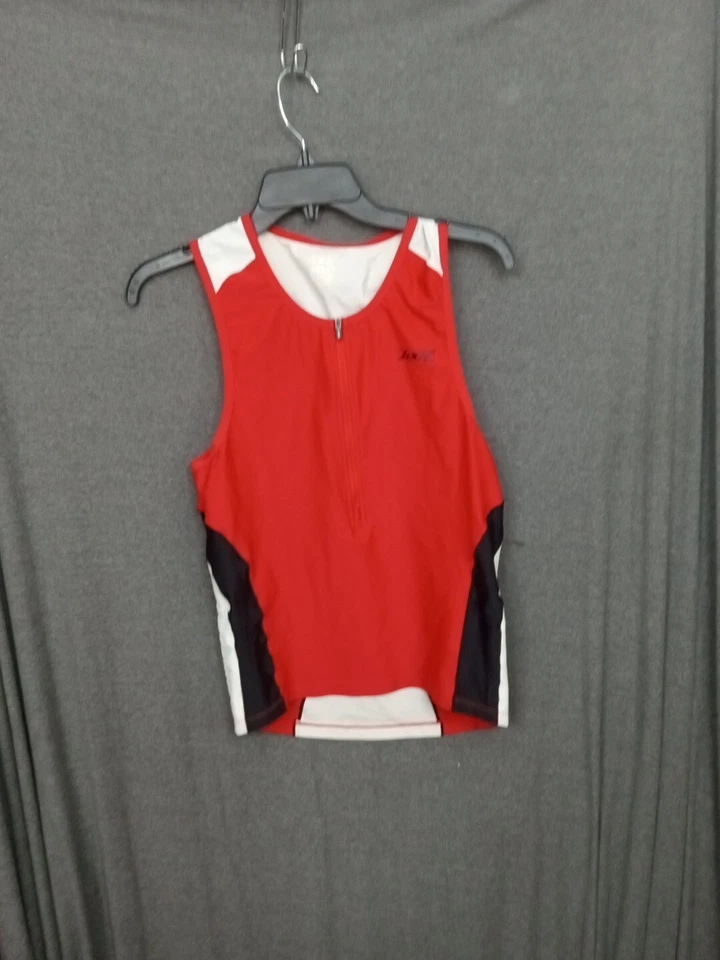 Chaleco Viento Ciclismo Zoot Grande 1/2 Cremallera Rojo Blanco Foto 2 de 4