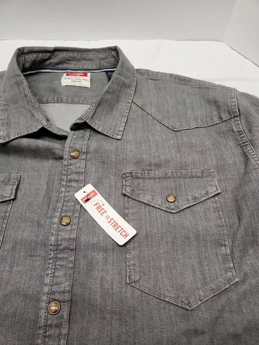wrangler men's free to stretch long sleeve denim shirt