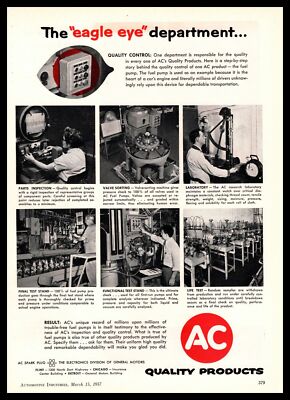 1957 AC Spark Plug Quality Control Inspection Laboratories Vintage GM Print Ad