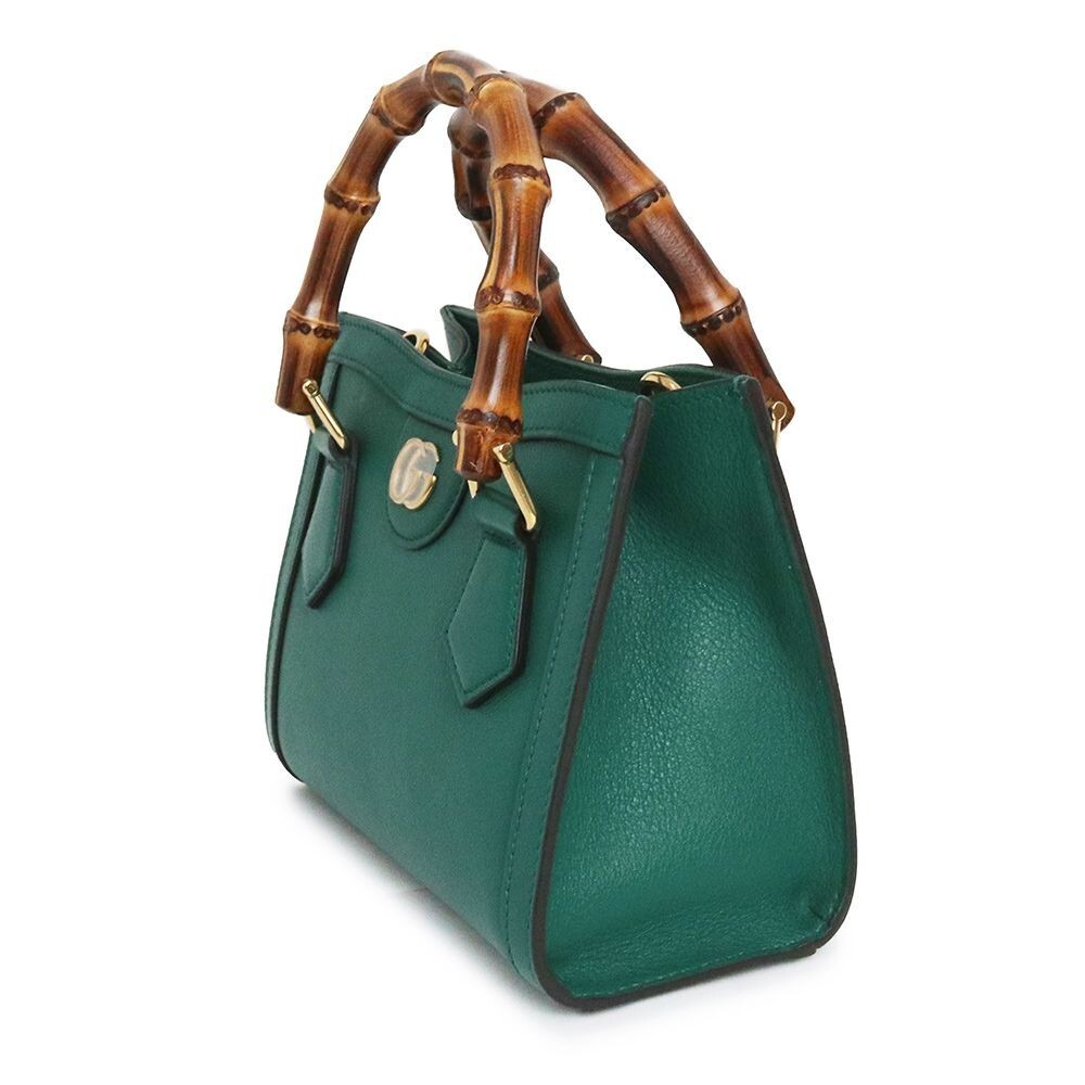 Gucci Diana Mini Tote Bag 2WAY 655661 Leather/Bamboo Green Authentic With Box image 4