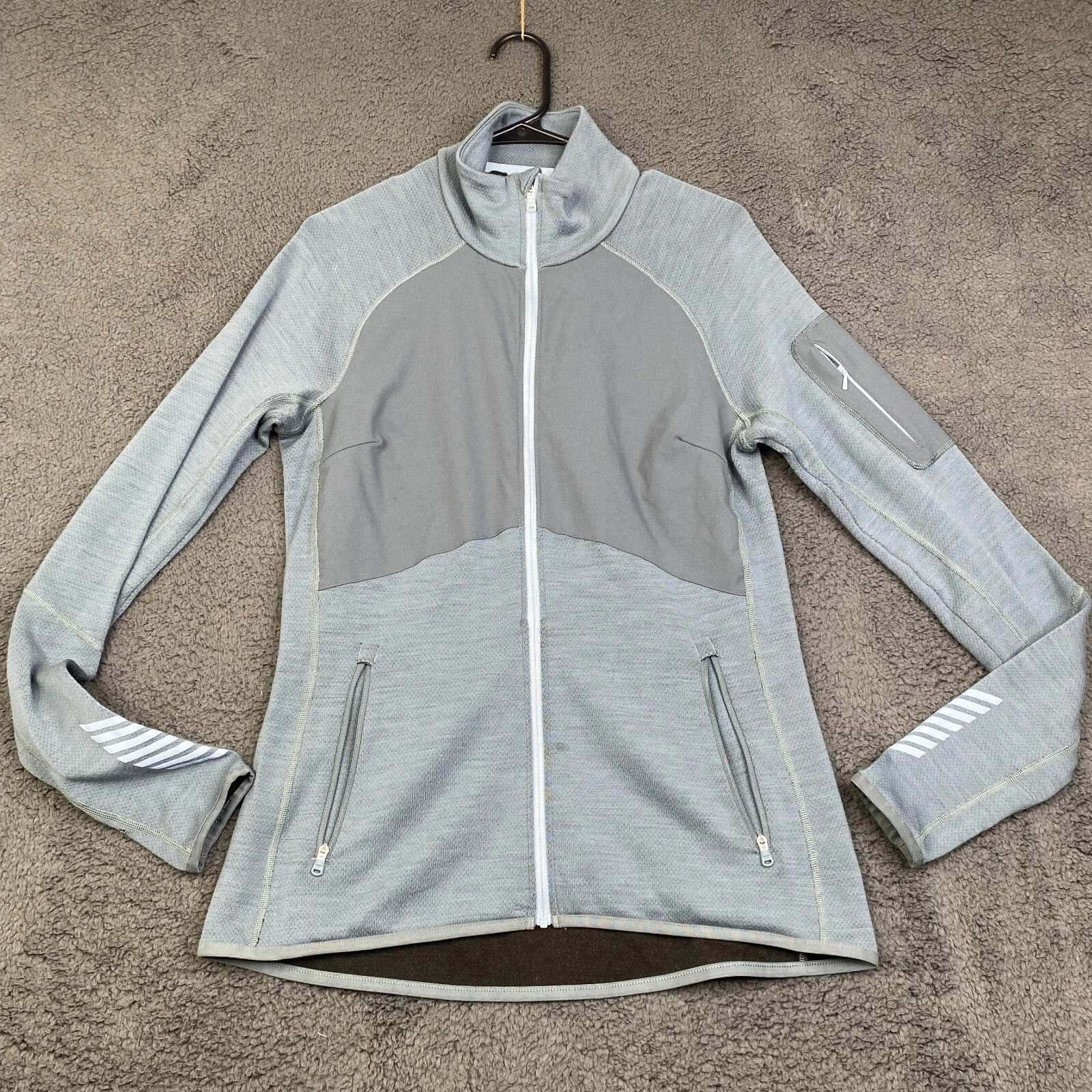 Helly Hansen Women's Full Zip Base Layer, Blue, Large, Merino Wool Blend Outdoor
