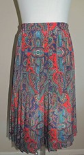 WOMEN'S ALFRED DUNNER RED/BLUE PAISLEY POLYESTER PLEATED SKIRT SIZE 6P