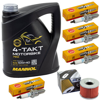 Set für Kawasaki ZX-10 Tomcat ZXT00B 1988-90 Inspektion Öl 4L Ölfilter Zündkerze