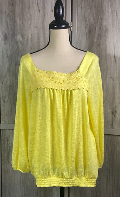 Women's Cato NWT Established 1946 Yellow Blouse Size XL Banded Elastic Waist