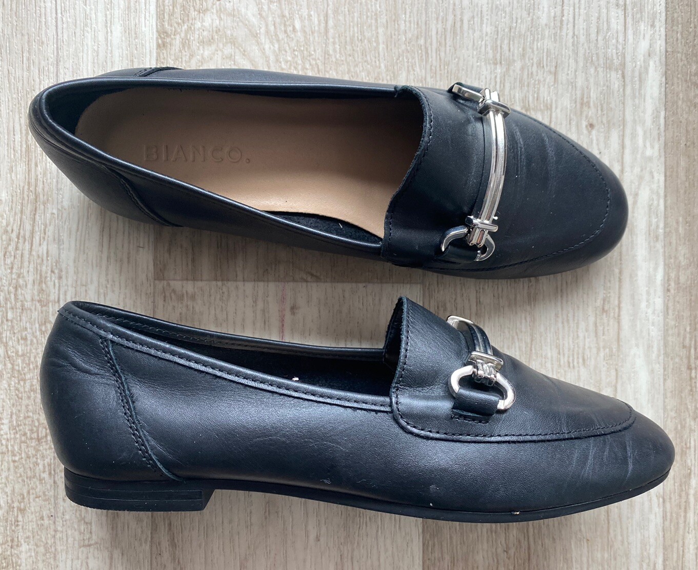 * Bianco bequeme elegante Slipper schwarz echtes LEDER Größe 38 wie Neu *