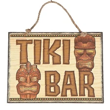 Retro Tiki Mask Bar Sign - Luau Party Decorations - Hawaiian Cocktail decor