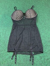 NEW Victoria's Secret Corset Lace Lingerie Black Bustier With Garter Clips 36D