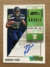 RASHAAD PENNY 2018 Playoff Contenders TICKET STUB Auto # 19/20 Seahawks SP