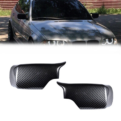 2PCS M Style Wing Car Side Mirror Cover Caps For BMW E46 Sedan E39 4DR 1998-2005