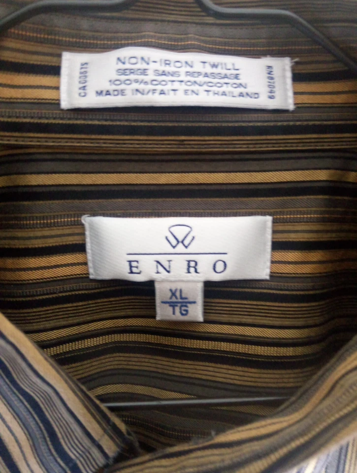 Camisa de vestir enro para hombre XL manga larga abotonada rayas sin sarga de hierro Foto 2 de 4