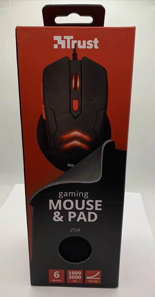 Trust Ziva Gaming Mouse & Pad Set – 6 Button LED USB Wired – New Boxed Gift - Image 3 of 4