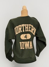 Vtg Champion 80s Sweater Northern IOWA Green