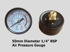 AIR PRESSURE GAUGE 50MM DIAMETER 1/4" BSP REAR CONNECTION FOR COMPRESSOR SWITCH