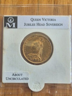 1887 M Melbourne Mint Gold Sovereign Victoria Jubilee Head EF/aUNC Monetarium