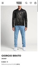 Giorgio Brato Mens Black Leather Biker Jacket...