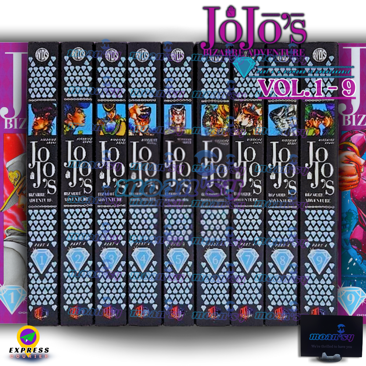 【超美品】ジョジョ第4部 英語版 全9巻セット（ハードカバー） 英語学習 洋書 Jojo's Bizarre Adventure Part 4 Vol 1-9 Manga English Full Set by