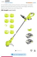 Jagrom Electric String Trimmer Cordless with 2x2.0Ah Battery, 20V Battery Powere