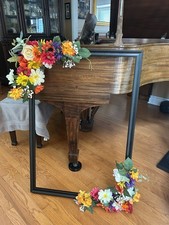 Large Photo Booth Props 36 x 24 Black Picture Selfie Frame W/ Flowers