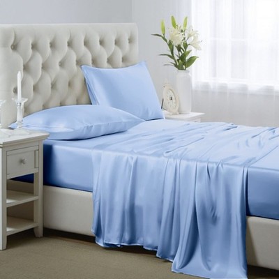 Lanest Housing Silk Satin Sheets, California King Size Satin Bed Sheet Set w...
