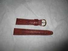 GENUINE leather usa watchstrap watch band strap 20mm gold cognac lizard grain