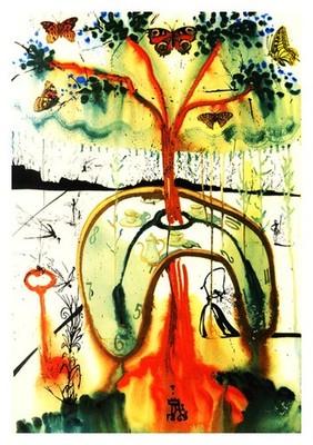 Salvador Dali Surreal Clock Tree Abstract Dreamscape Poster 24x36