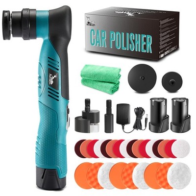AUTIWOZ Cordless Mini Car Polisher Buffer, 6 Speeds, 2Pcs 2000mAh Blue 