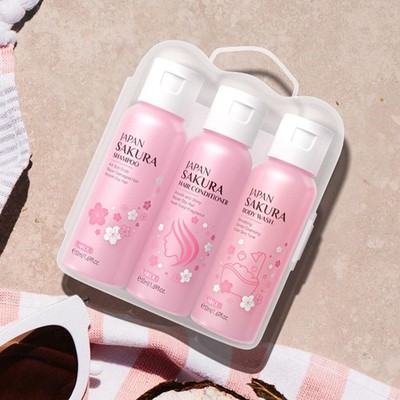 LAIKOU Sakura Spa Geschenkset, Bade- & Haarpflege Reise 150 ml (1er Pack), rosa 