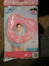 Glitter Fusion Swim Ring Pink Heart Pool Float