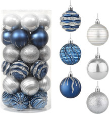 Christmas Ball Ornaments 30Ct, 60Mm/2.36" Shatterproof Plastic Decorative Xmas