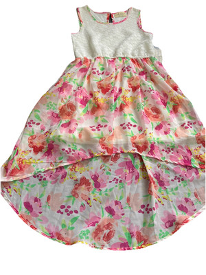 Bobbie Brooks 7/8 High Low Dress Pink Floral & Lace Sleeveless NWT Girls