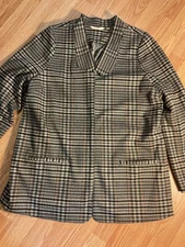 Womens /Soft Surrounding Blazer /Jacket Open Front Soft Plaid Fabric sz.XL