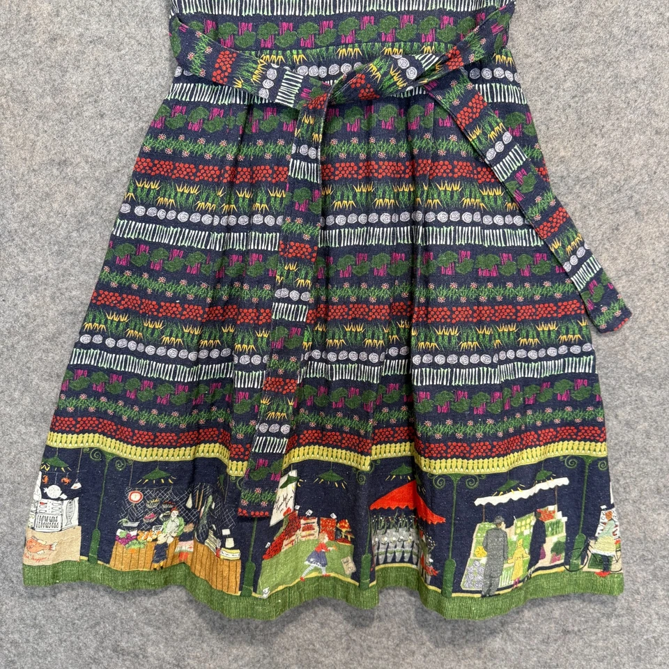 Vestido Poppy England Vintage Palava 100% Lino Mujer US 6 Market Garden Cinturón Foto 3 de 4