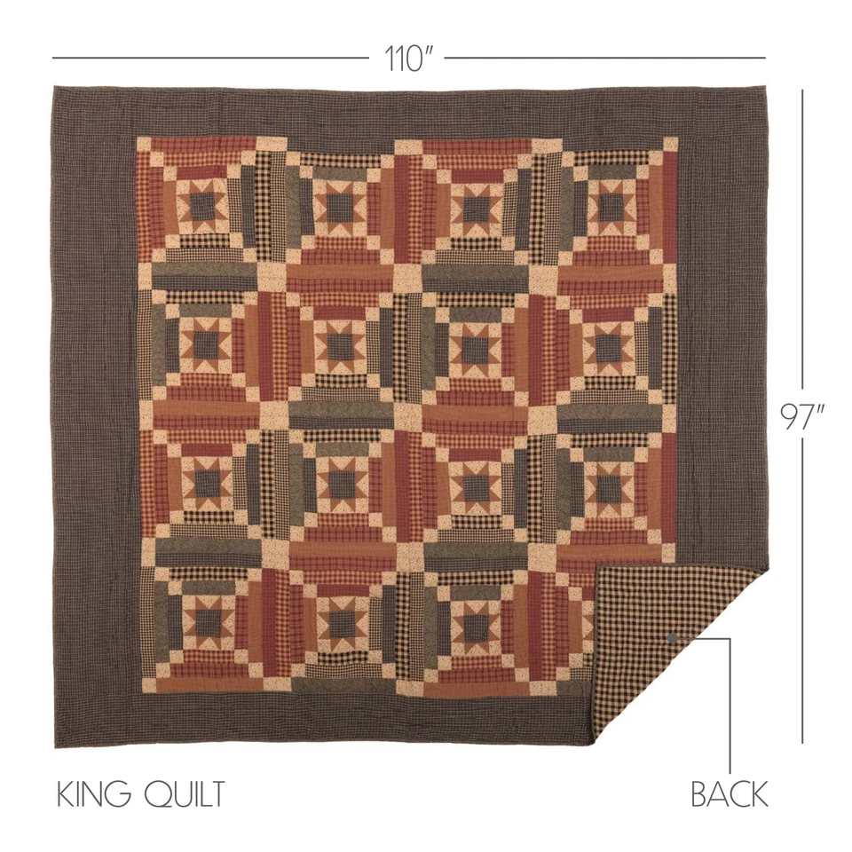 Primitive King Quilt Tan Patchwork Maisie Cotton Bedroom Decor VHC Brands - Image 3 of 4