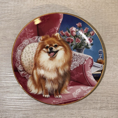 ''Pretty in Pink'' Pomeranian Dog Porcelain Decorative Collector Plate