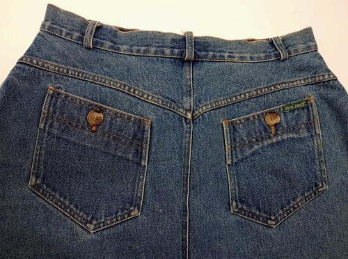 Vtg Harvé Benard 35" Long Denim Skirt Midi Button Front Pockets Women's Size 14 - Picture 3 of 13