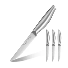 4-Set German Stainless Steel Serrated Steak Knives Silver Kitchen Cutlery