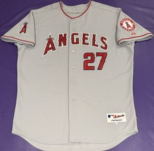 Authentic 2011 Mike Trout Anaheim Angels #27 Rookie On Field Majestic Jersey 52