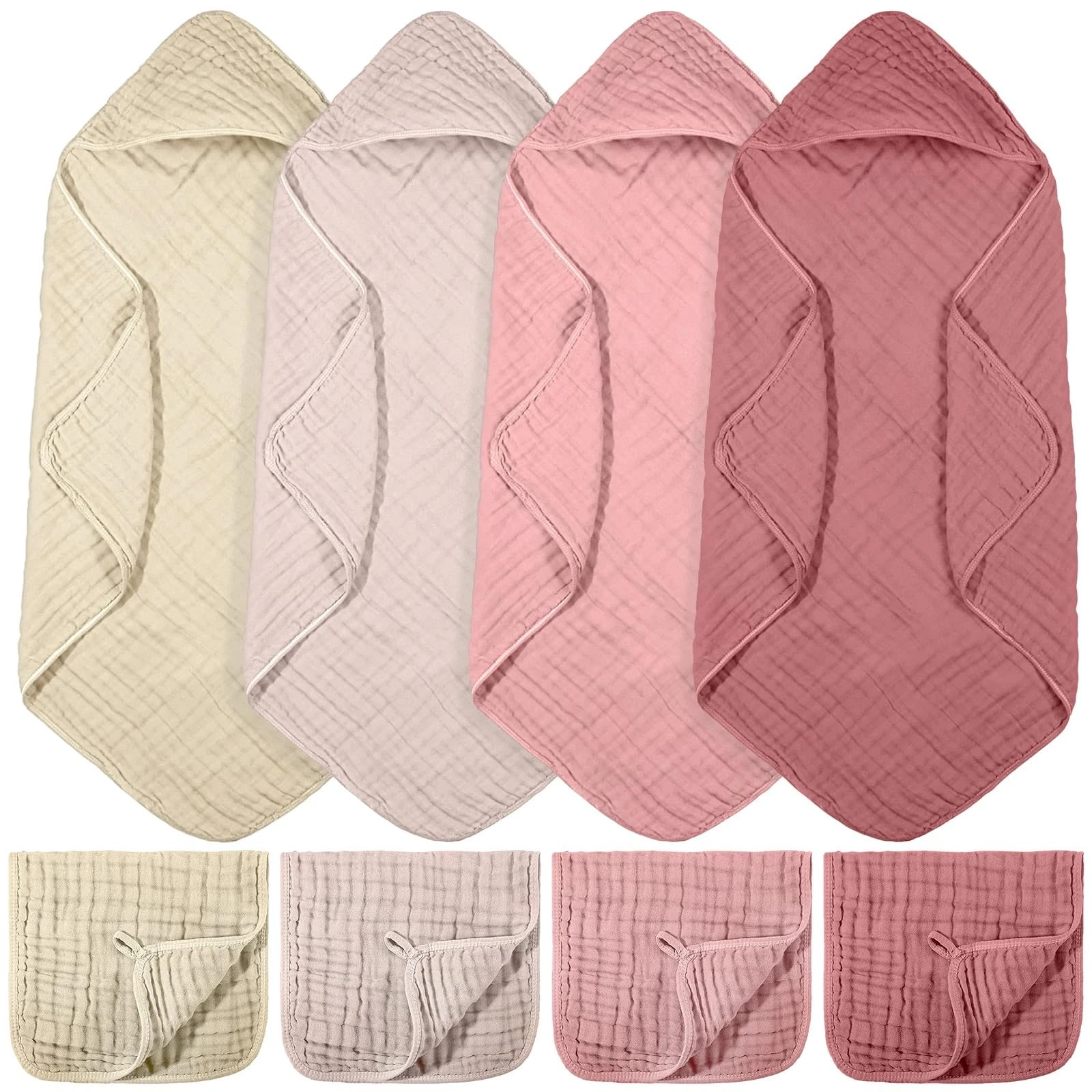 VitalCozy 8-Pcs Baby Muslin Hooded Bath Towels & Washcloths 32x32 Inch
Opens in a new window or tab
