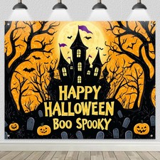 Halloween Backdrop Spooky Graveyard Scene 8x6ft Halloween Party Backdrop with Gr