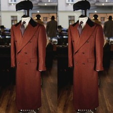 Wool Men's Overcoats Wide Lapel Double Breasted Outdoor Casual Warm Long Coats